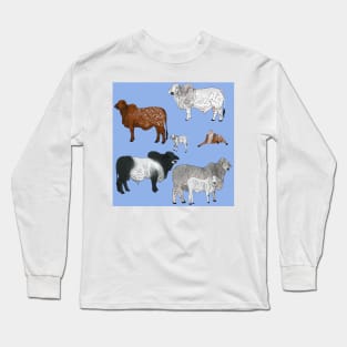 Brahman Cattle Blue Long Sleeve T-Shirt